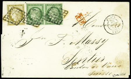 N°2 x2 (paire) 15c vert avec complément N°1 10c bi